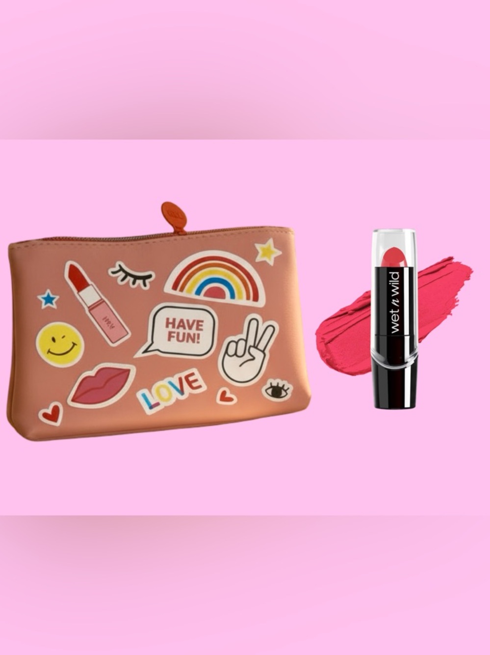 Fun Makeup Pouch With Pink Lipstick ❤️ - Picture 3 of 4
